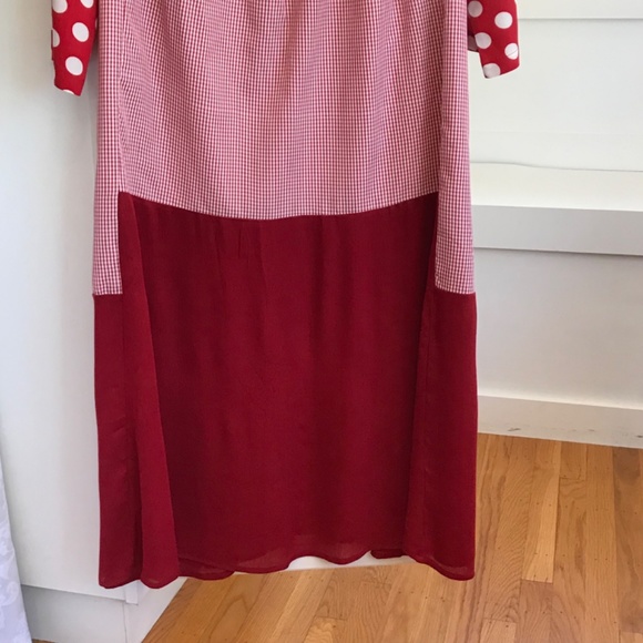 IZURIA Red Maxi Dress Polka Dot Gingham Check NWOT Women’s Plus Size 1X - Picture 4 of 16